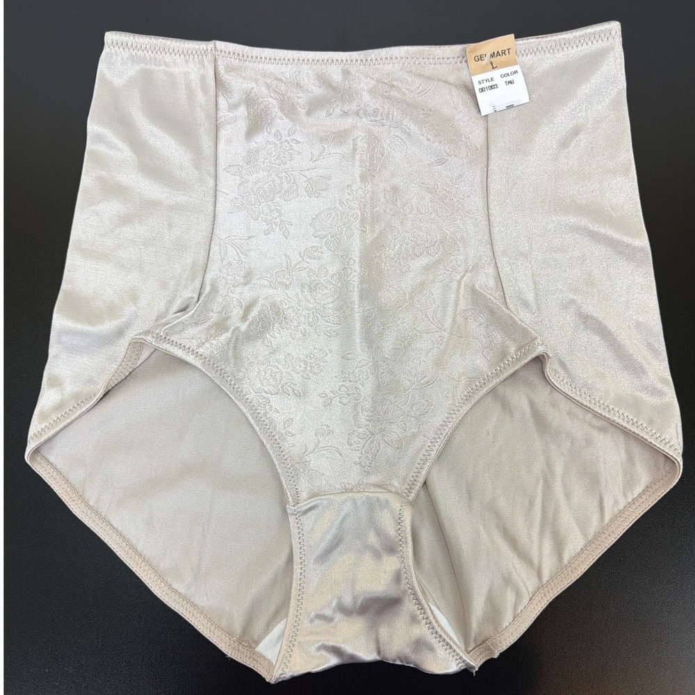 Gelmart Womens High Waisted Shapewear Briefs Floral Jacquard Taupe Size L 1003